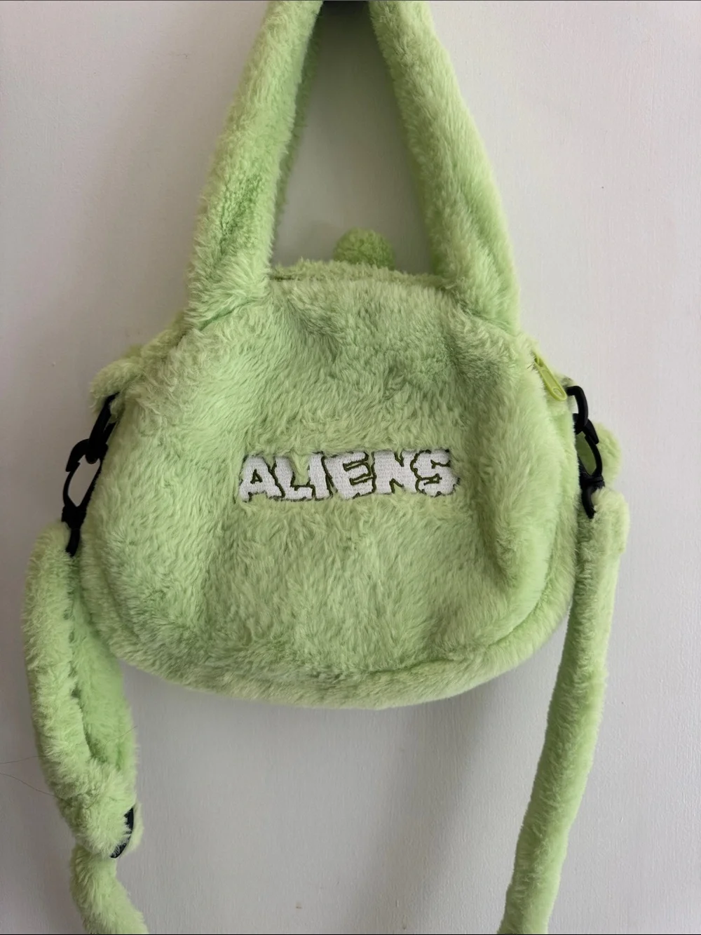 Kids Plush Alien Shoulder Bag - Light Green